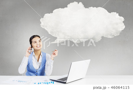 Pensive woman at work 46064115
