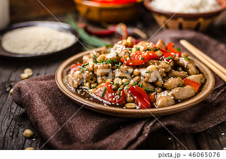 Homemade kung pao chicken stir fry food 46065076