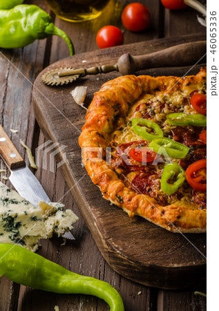 Rustic old style vintage pizza 46065336