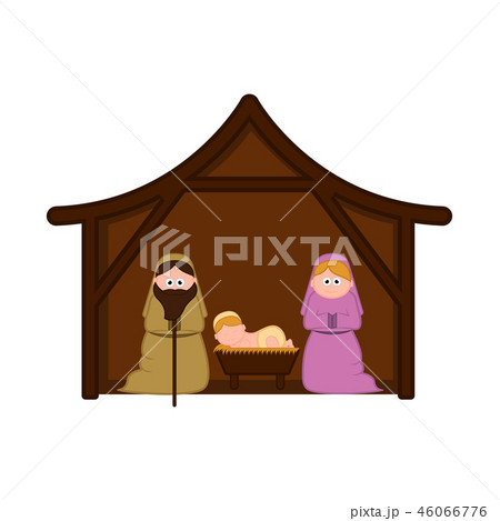 Christmas crib with mary, joseph and baby jesus 46066776
