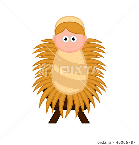 Baby jesus cartoon character on a manger 46066787