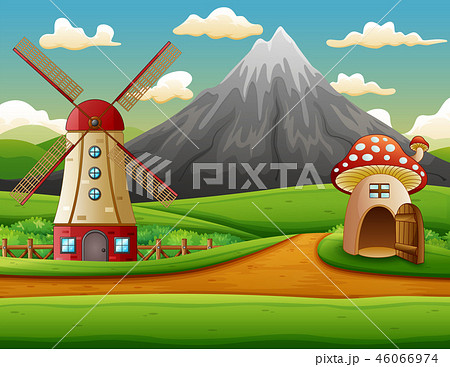 Windmill building and the mushroom house Windmill building and the mushroom house 46066974