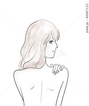 女性背中手描きイラストのイラスト素材