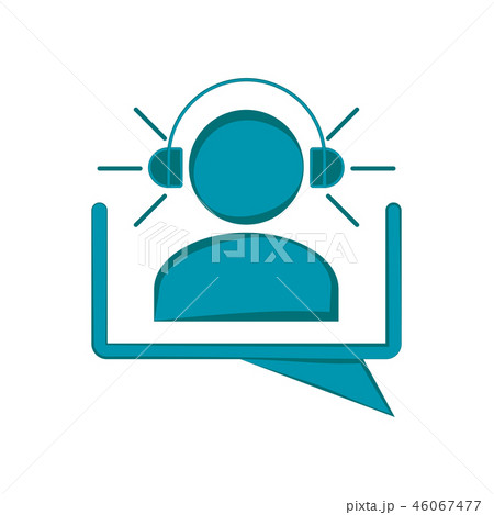 Men silhouette with headphones on a chat bubble 46067477