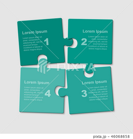 The Puzzle Four Pieces Steps Parts Infographics. The Puzzle Four Pieces Steps Parts Infographics. 46068658