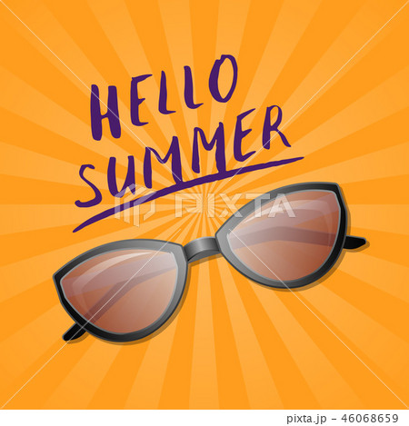 Hello summer trendy poster with sunglasses Hello summer trendy poster with sunglasses 46068659