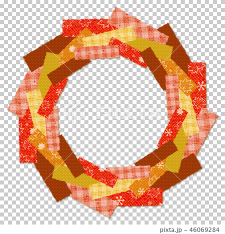 拼布面料圈子框架秋葉棕色茶花圈 46069284