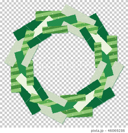 Patchwork fabric wreath circle frame green green stripes Patchwork fabric wreath circle frame green green stripes 46069286