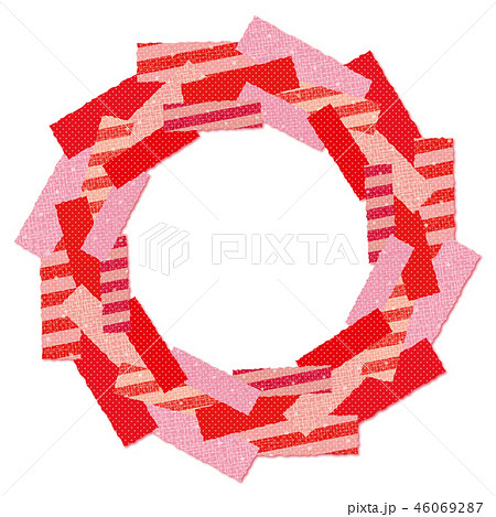 パッチワーク生地のリース 輪 枠 赤 ストライプ 46069287