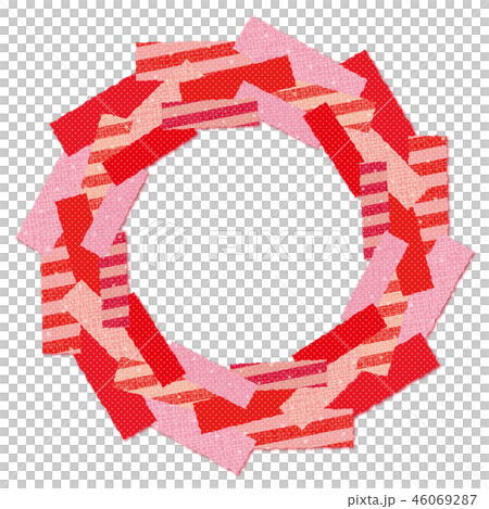 Patchwork fabric wreath circle frame red stripes Patchwork fabric wreath circle frame red stripes 46069287