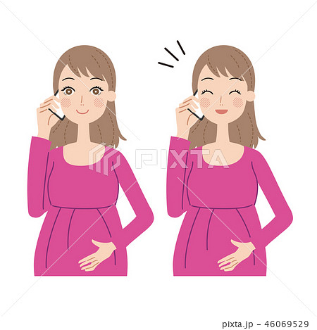 電話をする妊婦。 電話をする妊婦。 46069529