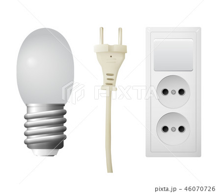 Outlet with plug, LED lightbulb. Outlet with plug, LED lightbulb. 46070726