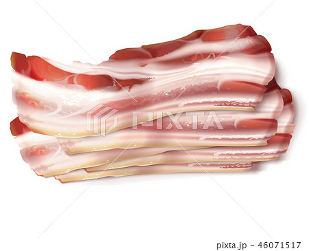 thin bacon strips, fat slices of pork meat 46071517