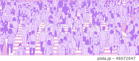 Illustration of large Tokyo city crowd walking