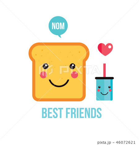 Cute toast bread and drink Perfect breakfast 46072621