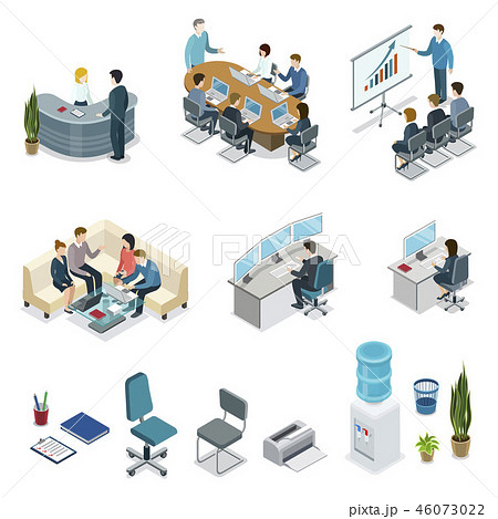 Corporate office life isometric 3D set 46073022