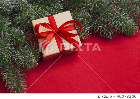 Gift and branches of Christmas tree Gift and branches of Christmas tree 46073206