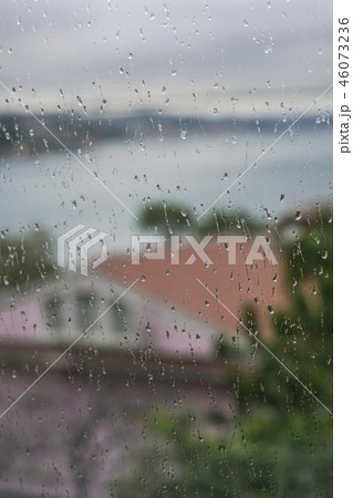 rain drops on window pane 46073236