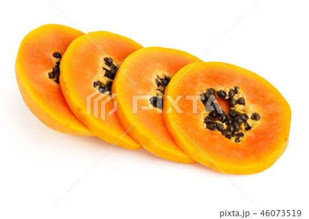 ripe slice papaya isolated on a white background ripe slice papaya isolated on a white background 46073519