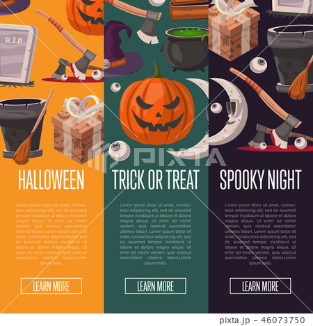 Halloween party cartoon flyers set 46073750
