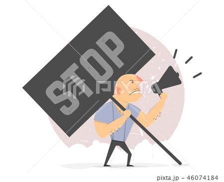 Activist protest. Man with the poster stop.  46074184