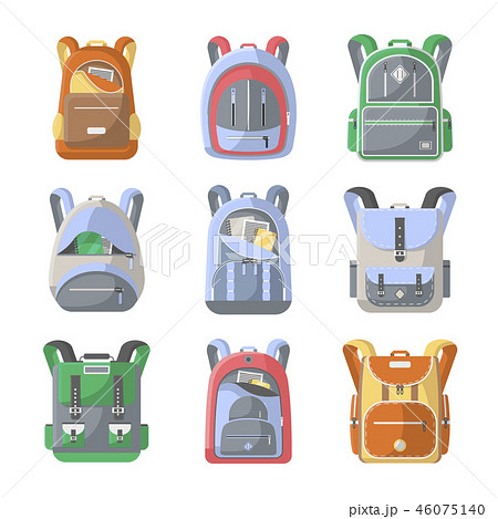 School backpack icon set School backpack icon set 46075140