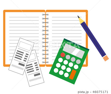 レシート 領収書 電卓 えんぴつのイラスト素材 レシート 領収書 電卓 えんぴつのイラスト素材