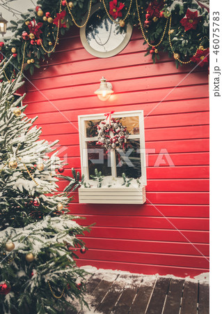 Christmas traditional red kiosk for workshop Christmas traditional red kiosk for workshop 46075783