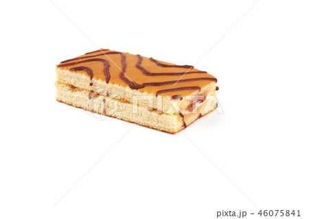 Sponge Cake with fruit cream filling isolated on white background 46075841