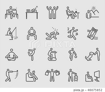 Line icons set for People relaxation Line icons set for People relaxation 46075852