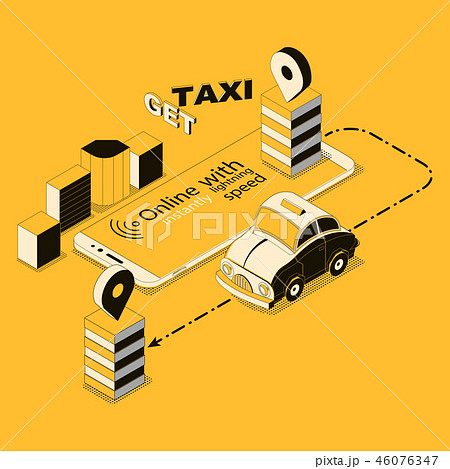 isometric online taxi, app for smartphone 46076347