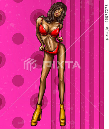 pop art mulatto girl in underwear 46077278