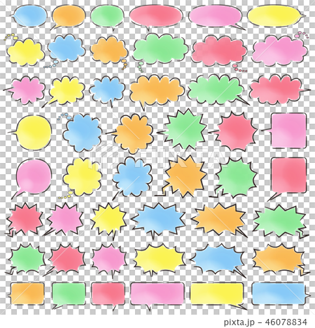 Six kinds of cartoon-style balloon basics (notebook-style line drawing space and watercolor style) 46078834