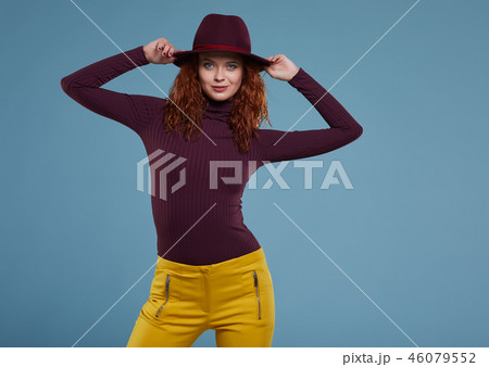 Autumn woman portrait. Shoot in studio Autumn woman portrait. Shoot in studio 46079552