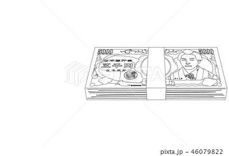 日本円五千円札束線表のイラスト素材