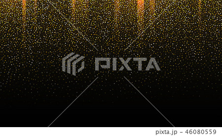 Gold glitter seamless border on black background. Glittering falling confetti backdrop. Golden 46080559
