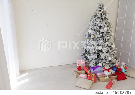 White Christmas tree decorating new year gifts Interior holiday winter White Christmas tree decorating new year gifts Interior holiday winter 46082785