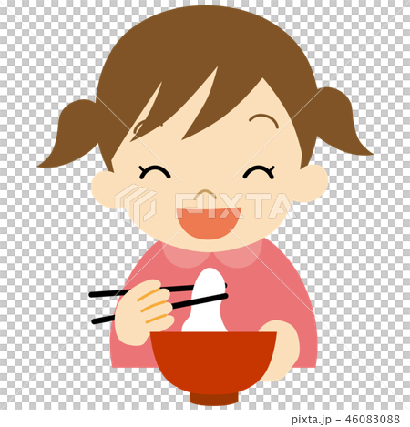 お餅を食べる女の子のイラスト素材 4600