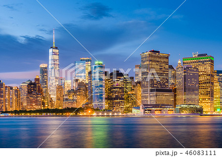 Lower Manhattan Skyline from New York Bay Lower Manhattan Skyline from New York Bay 46083111