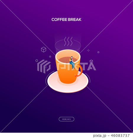 Coffee Break Modern Isometric Vector Web Bannerのイラスト素材