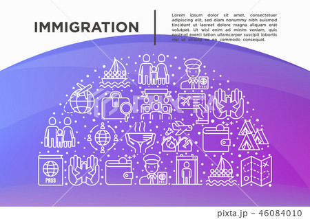 Immigration concept in half circle 46084010