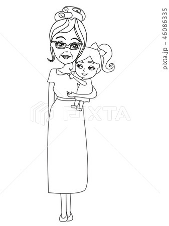 Hugging grandma, doodle illustration Hugging grandma, doodle illustration 46086335