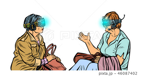 Older women in virtual reality, VR glasses 46087402