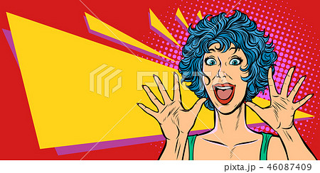 Surprise Woman Pop Art Style Woman 80sのイラスト素材 46087409 Pixta