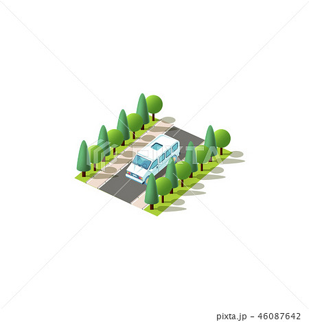 Isometric blue minibus Isometric blue minibus 46087642