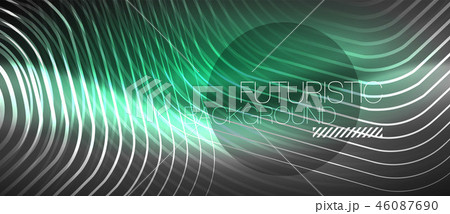 Black and glowing color lines neon design, magin techno template background 46087690