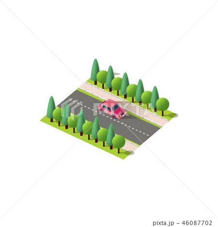 Isometric set red car Isometric set red car 46087702