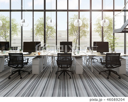 Interior modern open space office 3D illustration Interior modern open space office 3D illustration 46089204