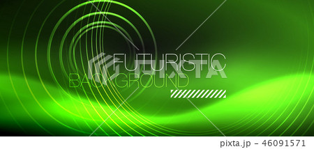 Dark abstract background with glowing neon circles Dark abstract background with glowing neon circles 46091571