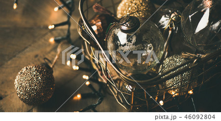 Christmas tree toy decoration balls and light garland Christmas tree toy decoration balls and light garland 46092804